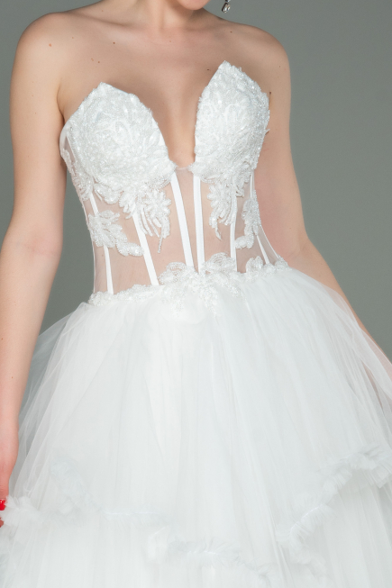 Robe de Soirée Longue Blanc ABU3082