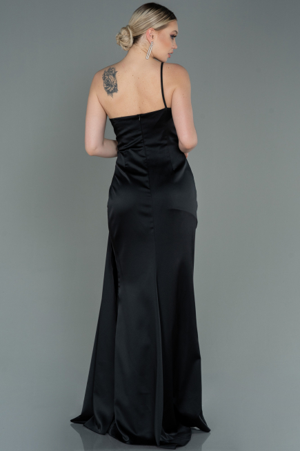 Robe de Fiançaille Longue Satin Noir ABU3088