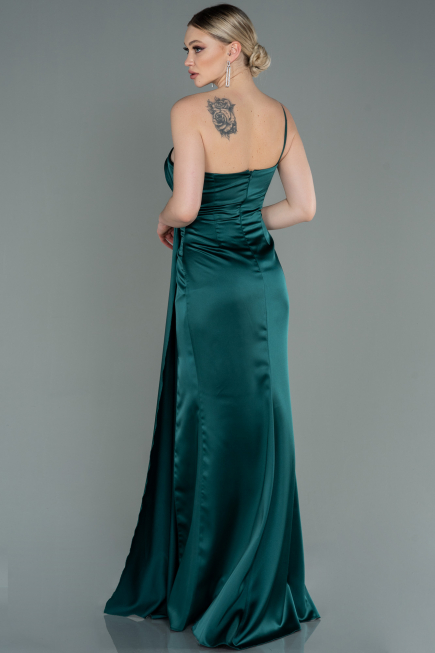 Robe de Fiançaille Longue Satin Émeraude ABU3088