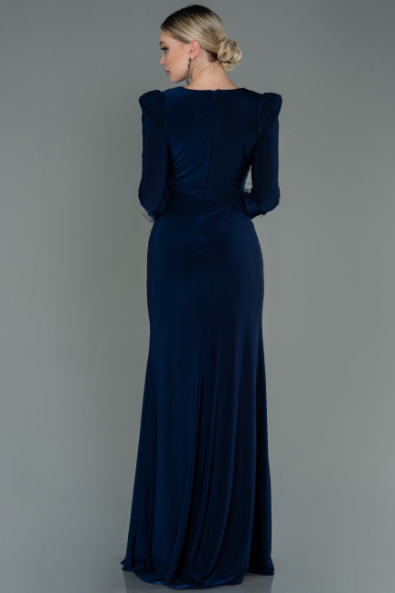 Robe De Soirée Longue Bleu Marine ABU2804