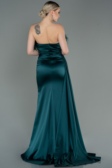 Robe de Soirée Longue Satin Émeraude ABU3091