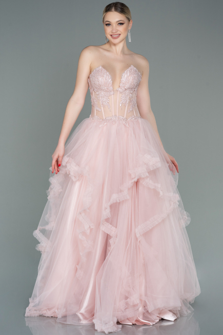 Robe de Soirée Longue Poudre ABU3082