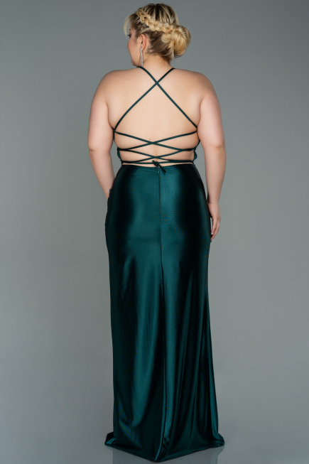 Robe de Soirée Grande Taille Longue Satin Émeraude ABU3053