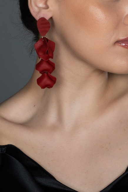 Boucle d'Oreille Rouge Bordeaux UK573