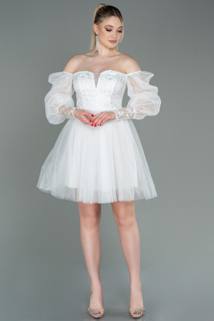 Robe de Cérémonie Courte Blanc ABK1745