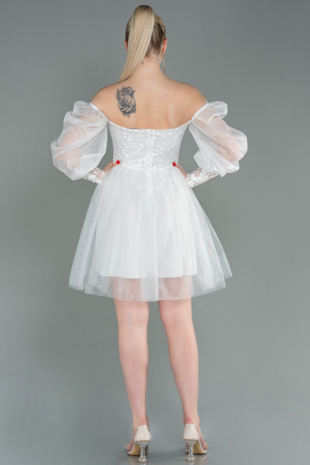 Robe de Cérémonie Courte Blanc ABK1745