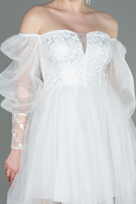 Robe de Cérémonie Courte Blanc ABK1745