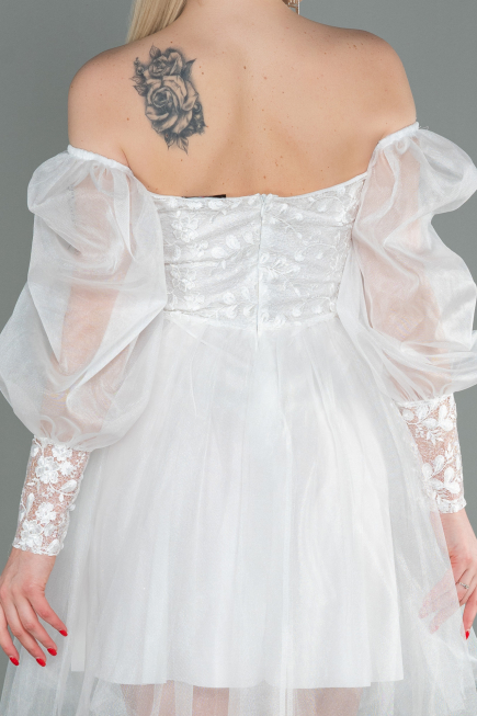Robe de Cérémonie Courte Blanc ABK1745
