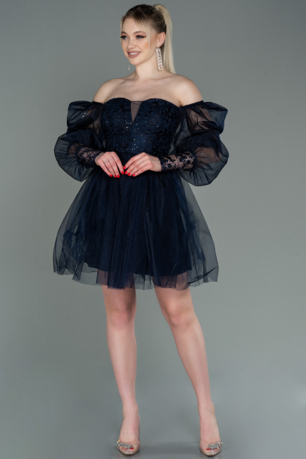 Robe de Cérémonie Courte Bleu Marine ABK1745