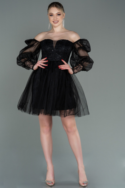 Robe de Cérémonie Courte Noir ABK1745