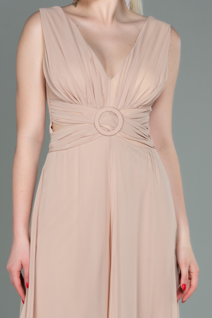 Robe De Cérémonie Mousseline Beige ABT075