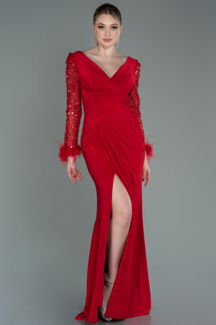 Robe de Soirée Longue Rouge ABU3008