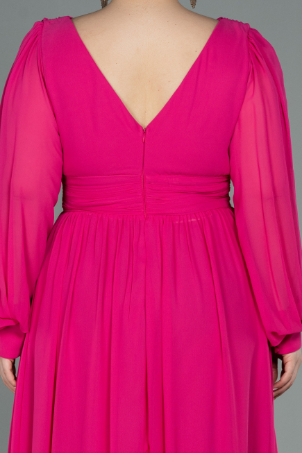 Robe Grande Taille Mousseline Longue Fushia ABU1988