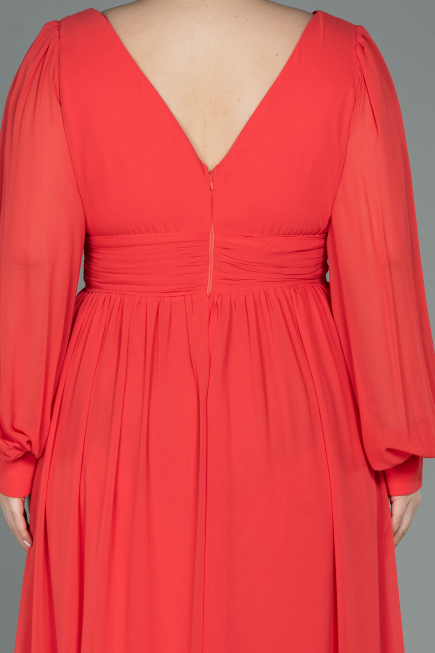 Robe Grande Taille Mousseline Longue Orange ABU1988