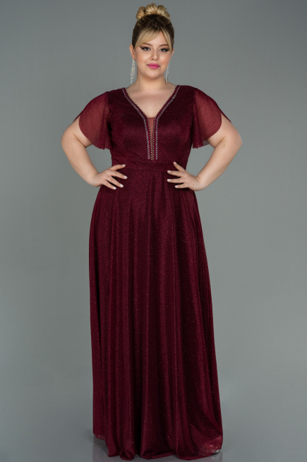 Robe De Soirée Grande Taille Longue Rouge Bordeaux ABU2310