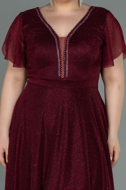 Robe De Soirée Grande Taille Longue Rouge Bordeaux ABU2310