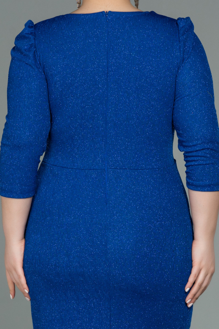 Robe Grande Taille Courte Bleu Saxe ABK1246