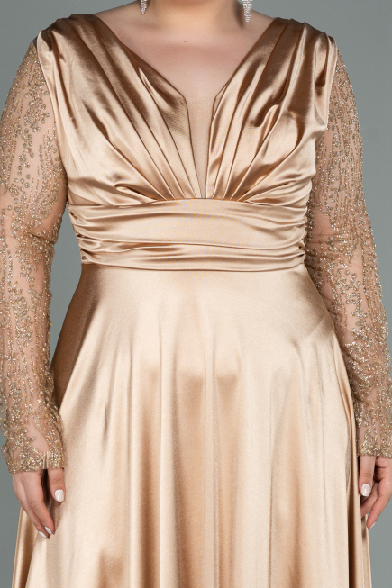 Robe De Soirée Grande Taille Satin Longue Or ABU2641