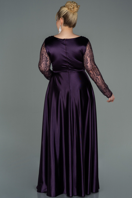 Robe De Soirée Grande Taille Satin Longue Violet Foncé ABU2641