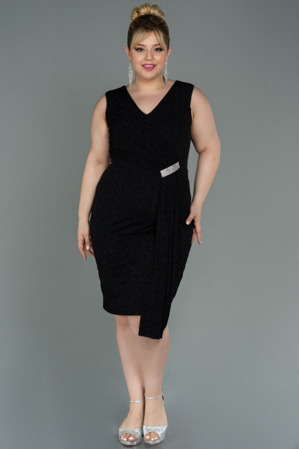 Robe de Soirée Grande Taille Midi Noir ABK1752