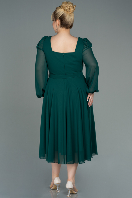 Robe Grande Taille Midi Mousseline Émeraude ABK1753