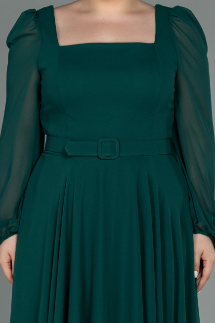 Robe Grande Taille Midi Mousseline Émeraude ABK1753