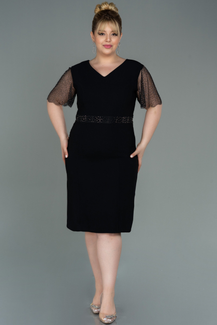 Robe Grande Taille Midi Noir ABK1338
