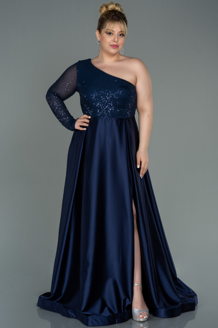 Robe De Soirée Grande Taille Longue Bleu Marine ABU2165