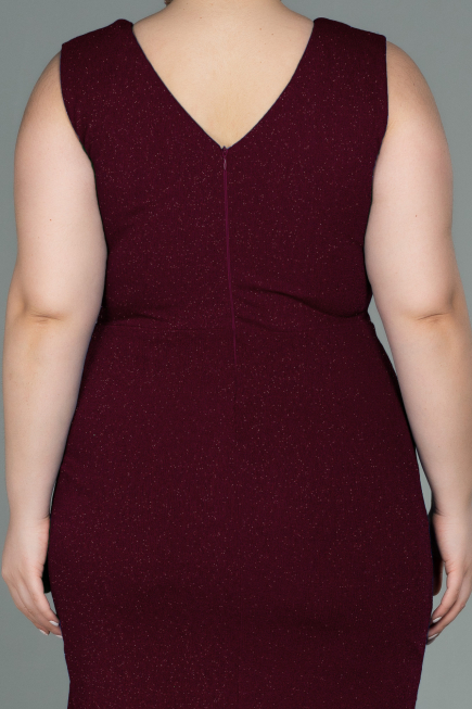 Robe de Soirée Grande Taille Midi Rouge Bordeaux ABK1752