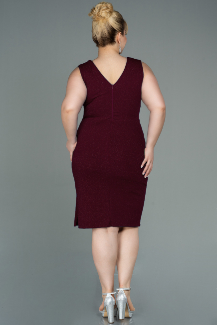 Robe de Soirée Grande Taille Midi Rouge Bordeaux ABK1752