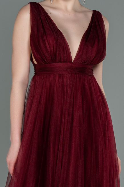 Robe de Soirée Longue Rouge Bordeaux ABU3135