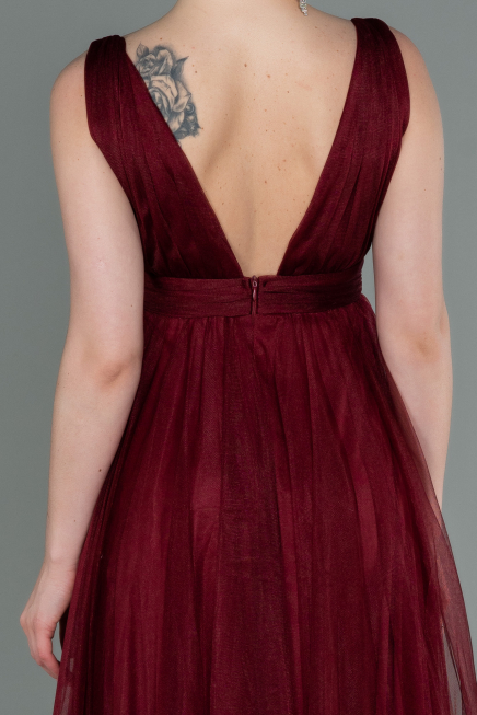Robe de Soirée Longue Rouge Bordeaux ABU3135