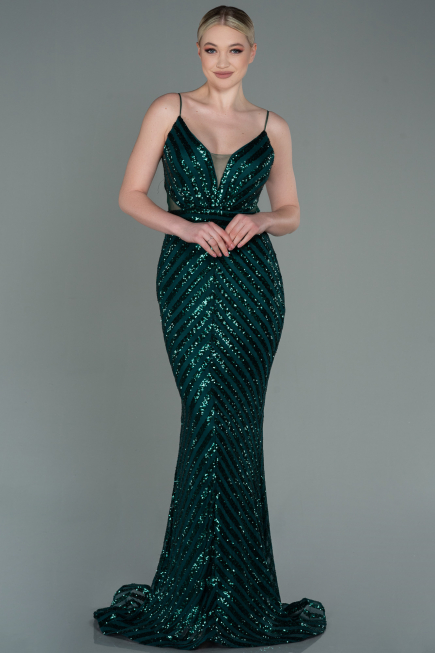 Robe Queue de Poisson Longue Émeraude ABU892