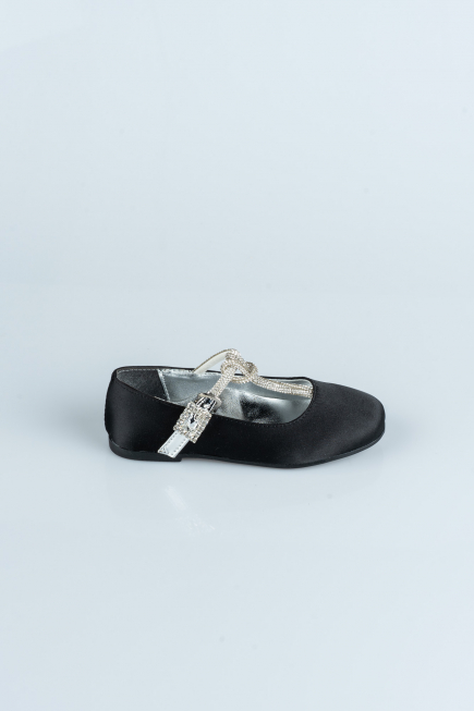 Chaussure D’enfant Satin Noir HR185