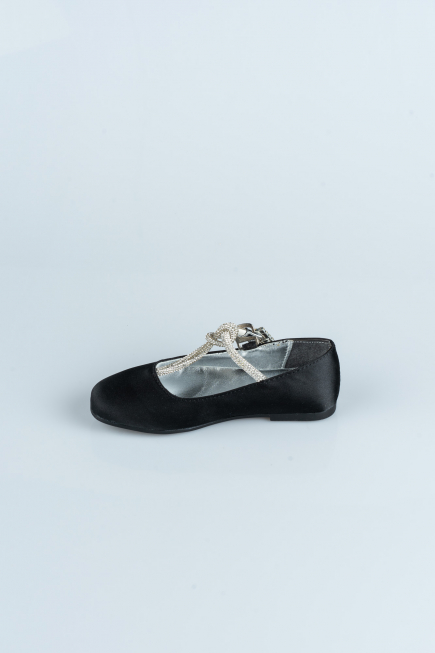 Chaussure D’enfant Satin Noir HR185