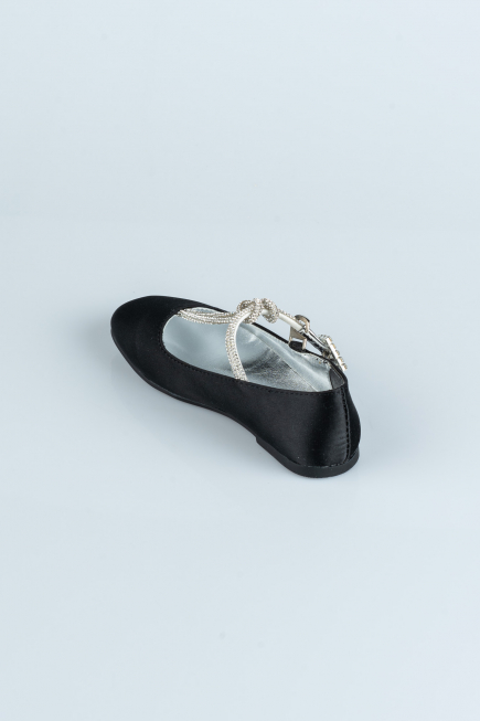 Chaussure D’enfant Satin Noir HR185