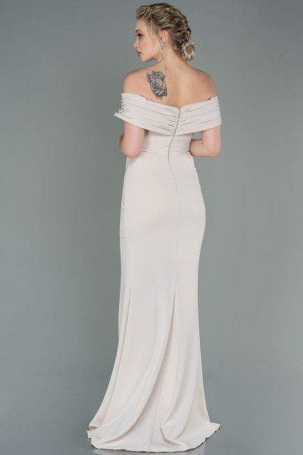 Robe de Soirée Longue Beige ABU3156