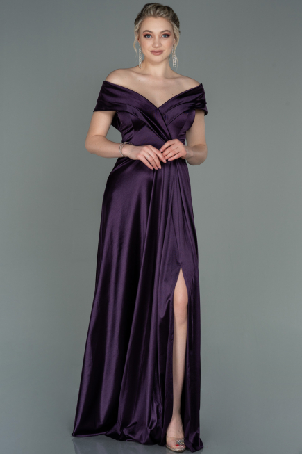 Robe de Soirée Longue Violet Foncé ABU3157