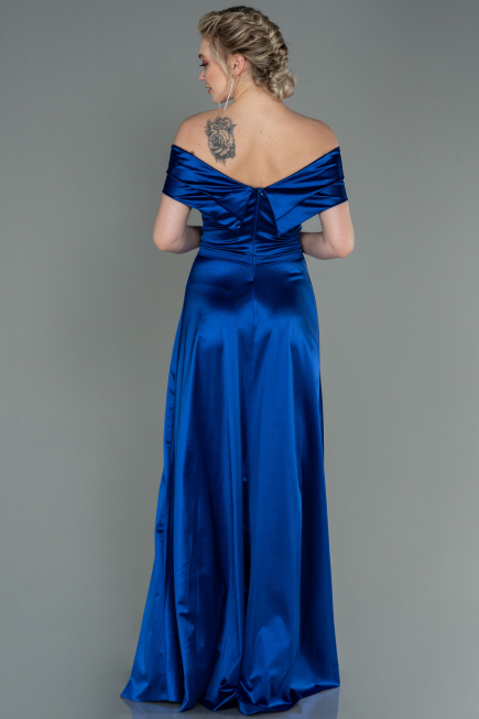 Robe de Soirée Longue Bleu Saxe ABU3157