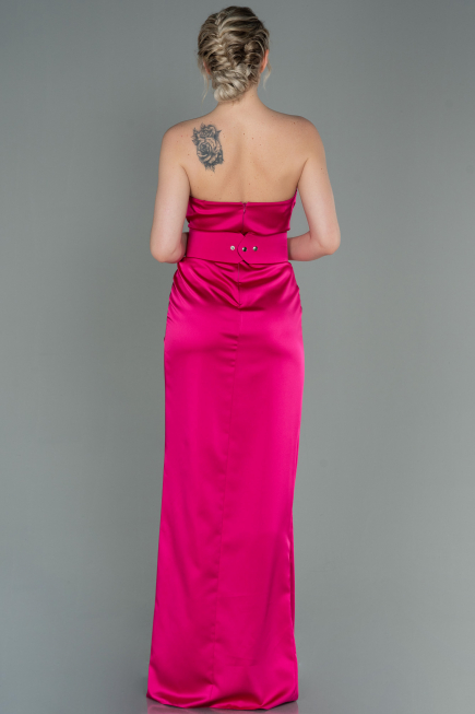 Robe de Soirée Longue Satin Fushia ABU2844