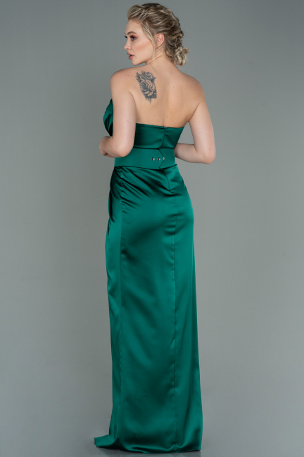 Robe de Soirée Longue Satin Émeraude ABU2844
