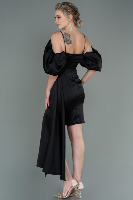 Robe de Cérémonie Courte Satin Noir ABK1773