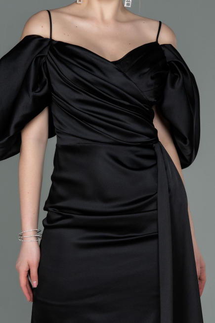 Robe de Cérémonie Courte Satin Noir ABK1773