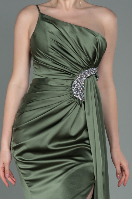 Robe De Fiançaille Satin Longue Kaki ABU3088