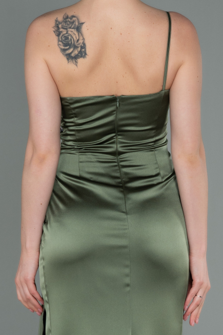 Robe De Fiançaille Satin Longue Kaki ABU3088