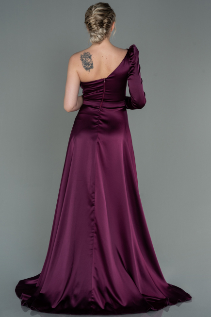 Robe De Soirée Satin Longue Couleur Cerise ABU2610