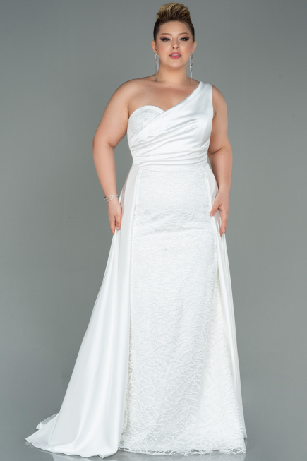 Robe Grande Taille Longue Blanc ABU3171