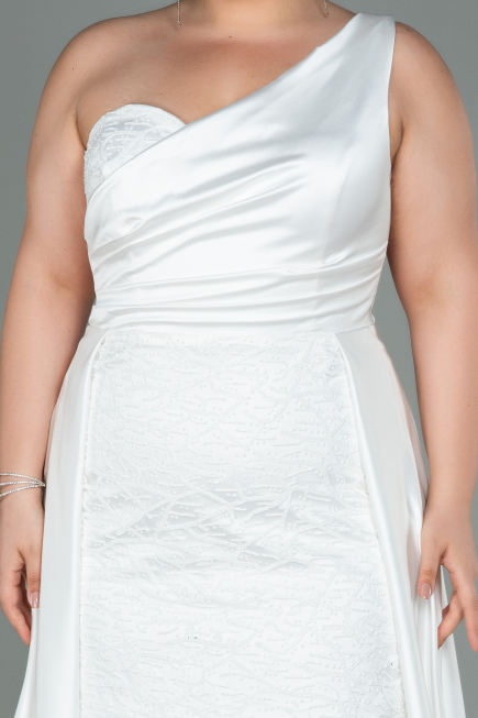 Robe Grande Taille Longue Blanc ABU3171