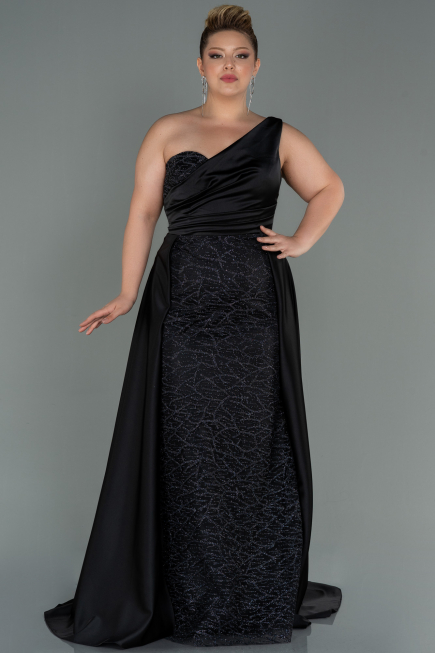 Robe Grande Taille Longue Noir ABU3171