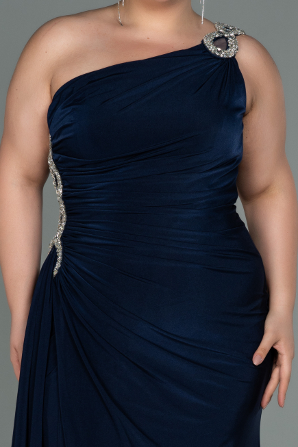 Robe Grande Taille Longue Bleu Marine ABU3132